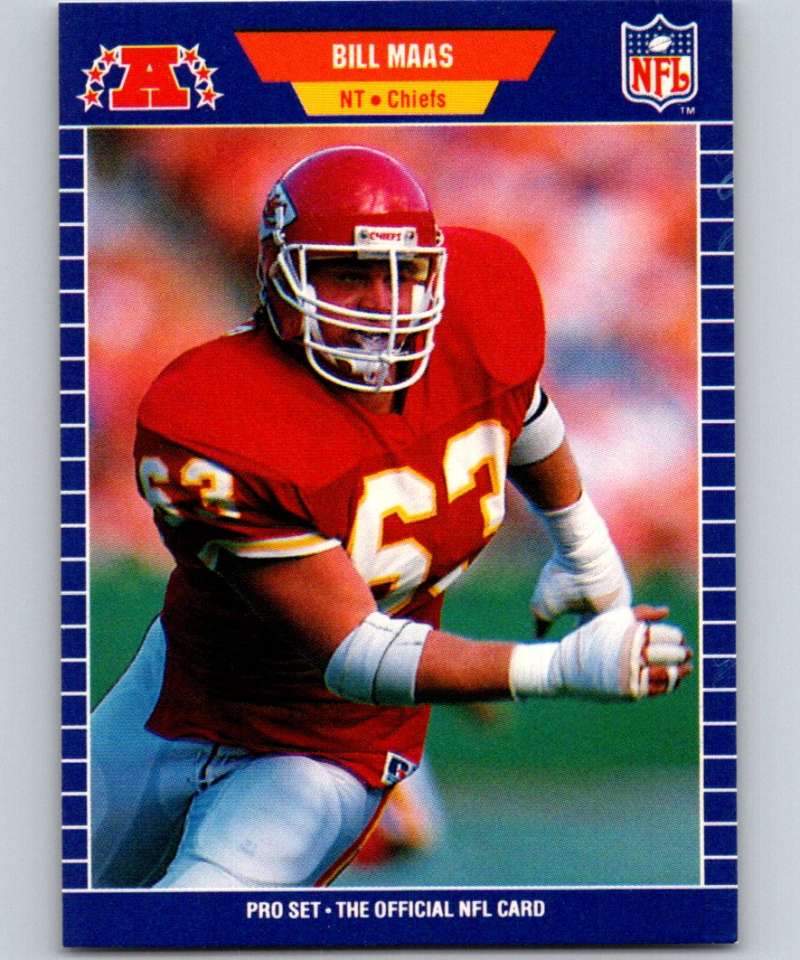 1989 Pro Set #175 Bill Maas Chiefs NFL Football Image 1