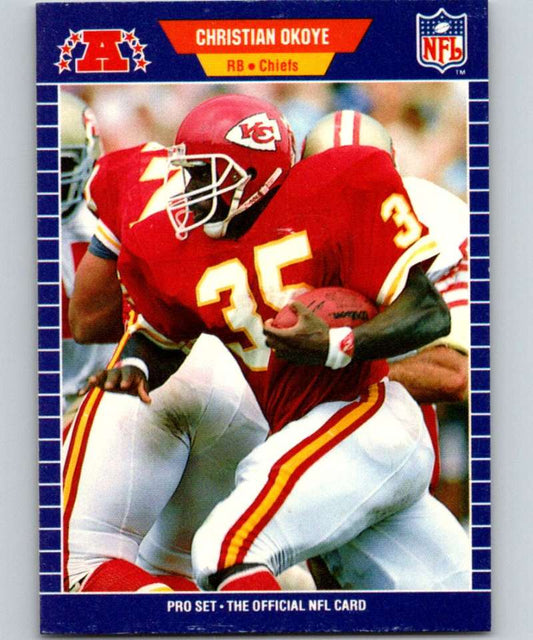 1989 Pro Set #176 Christian Okoye Chiefs NFL Football Image 1