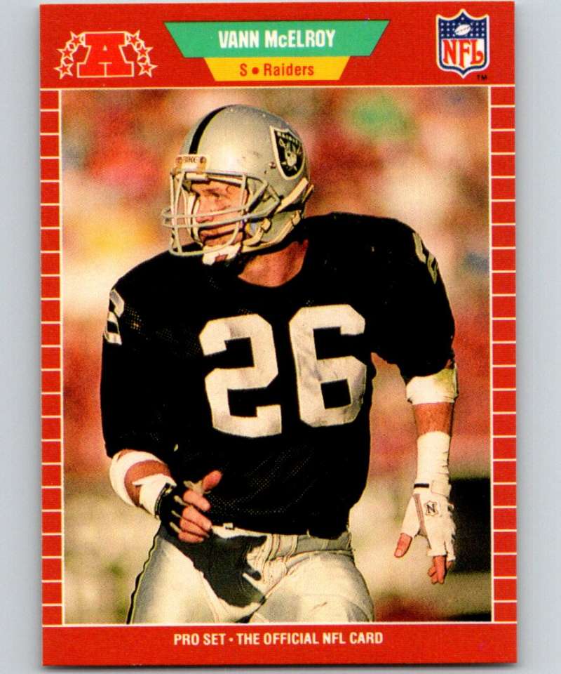 1989 Pro Set #187 Vann McElroy LA Raiders NFL Football Image 1