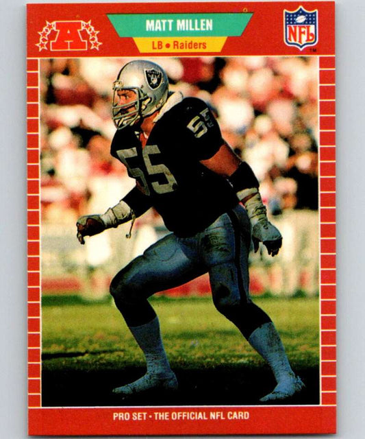 1989 Pro Set #188 Matt Millen LA Raiders NFL Football Image 1