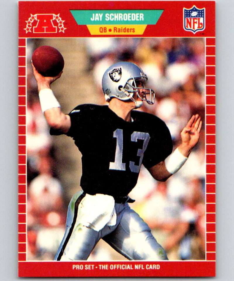 1989 Pro Set #192 Jay Schroeder LA Raiders NFL Football Image 1
