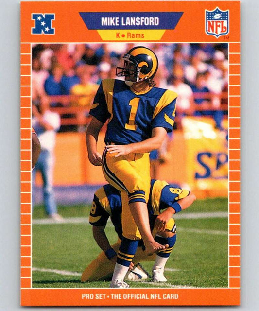 1989 Pro Set #204 Mike Lansford LA Rams NFL Football Image 1