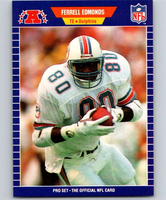 1989 Pro Set #214 Ferrell Edmunds RC Rookie Dolphins ERR NFL Football Image 1