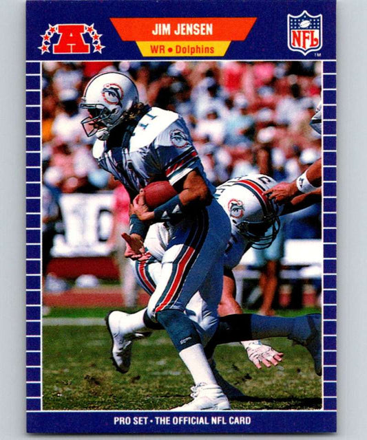 1989 Pro Set #217 Jim Jensen RC Rookie Dolphins UER NFL Football Image 1