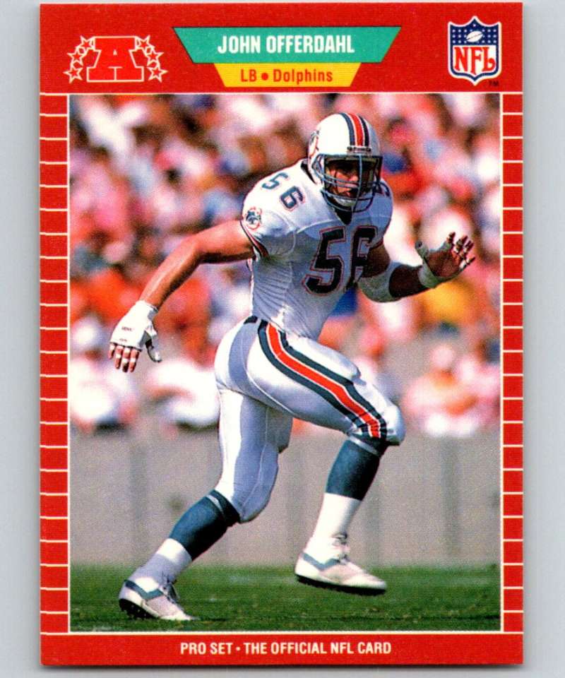 1989 Pro Set #221 John Offerdahl Dolphins NFL Football Image 1