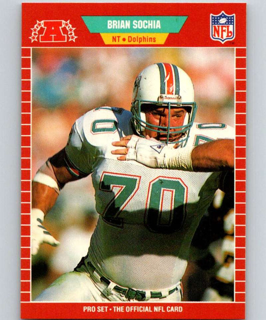 1989 Pro Set #224 Brian Sochia Dolphins NFL Football Image 1