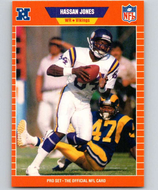 1989 Pro Set #230 Hassan Jones RC Rookie Vikings NFL Football Image 1