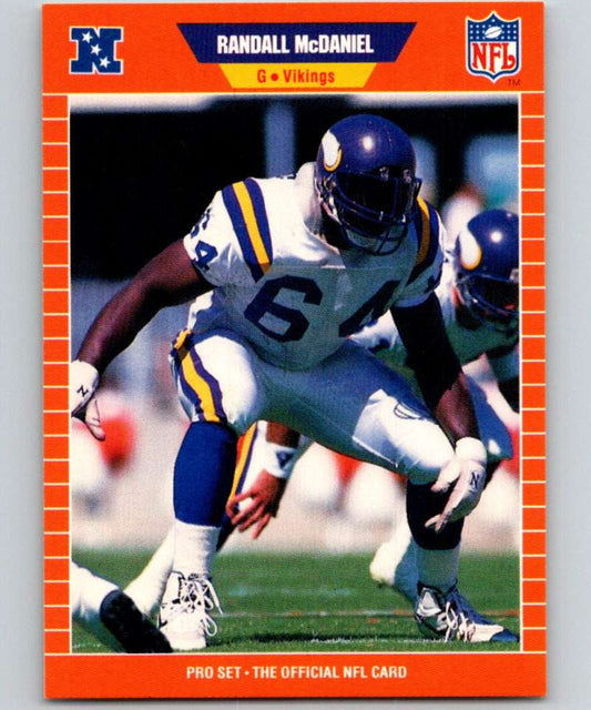 1989 Pro Set #235 Randall McDaniel RC Rookie Vikings NFL Football Image 1