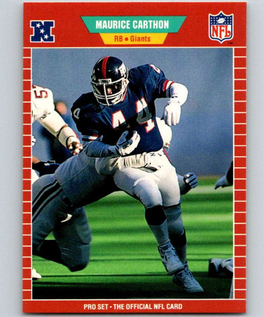 1989 Pro Set #282 Maurice Carthon NY Giants NFL Football Image 1