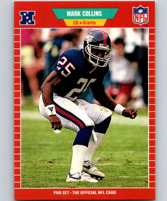 1989 Pro Set #283 Mark Collins RC Rookie NY Giants NFL Football Image 1