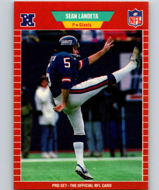 1989 Pro Set #286 Sean Landeta NY Giants NFL Football Image 1