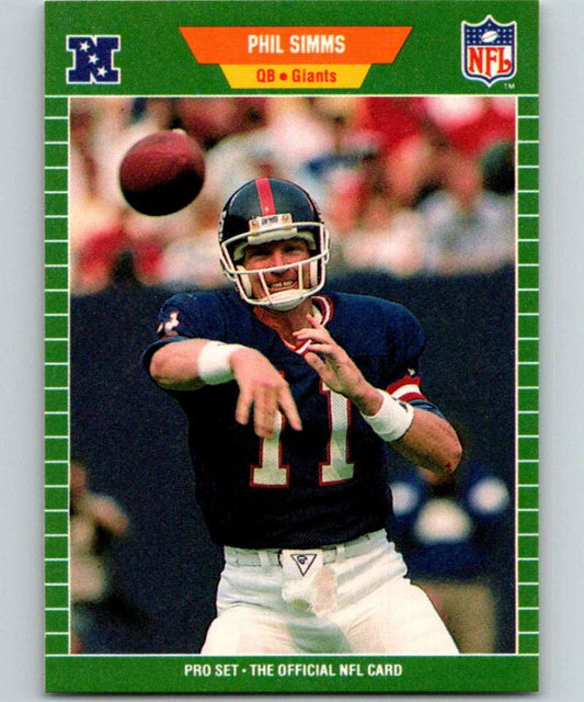 1989 Pro Set #291 Phil Simms NY Giants NFL Football Image 1