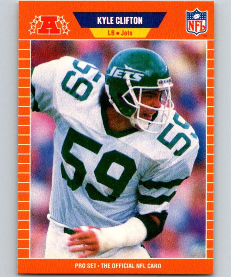 1989 Pro Set #295 Kyle Clifton RC Rookie NY Jets NFL Football Image 1