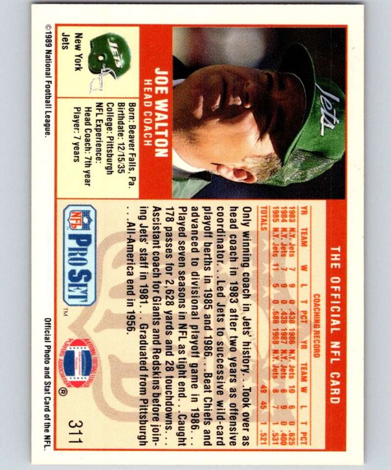 1989 Pro Set #311 Joe Walton NY Jets CO NFL Football