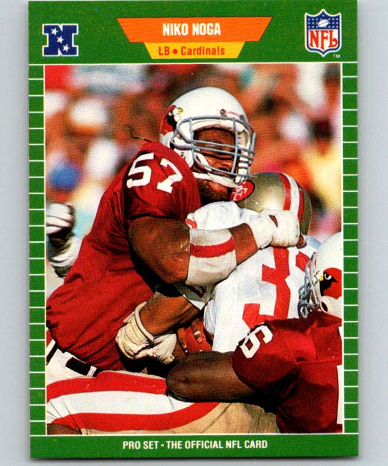 1989 Pro Set #334 Niko Noga RC Rookie Cardinals NFL Football Image 1