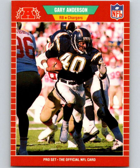 1989 Pro Set #356 Gary Anderson Chargers NFL Football Image 1