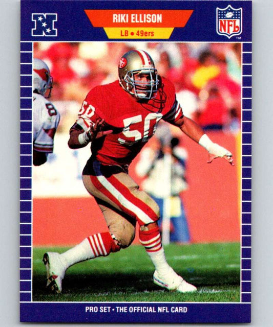 1989 Pro Set #373 Riki Ellison RC Rookie 49ers NFL Football Image 1