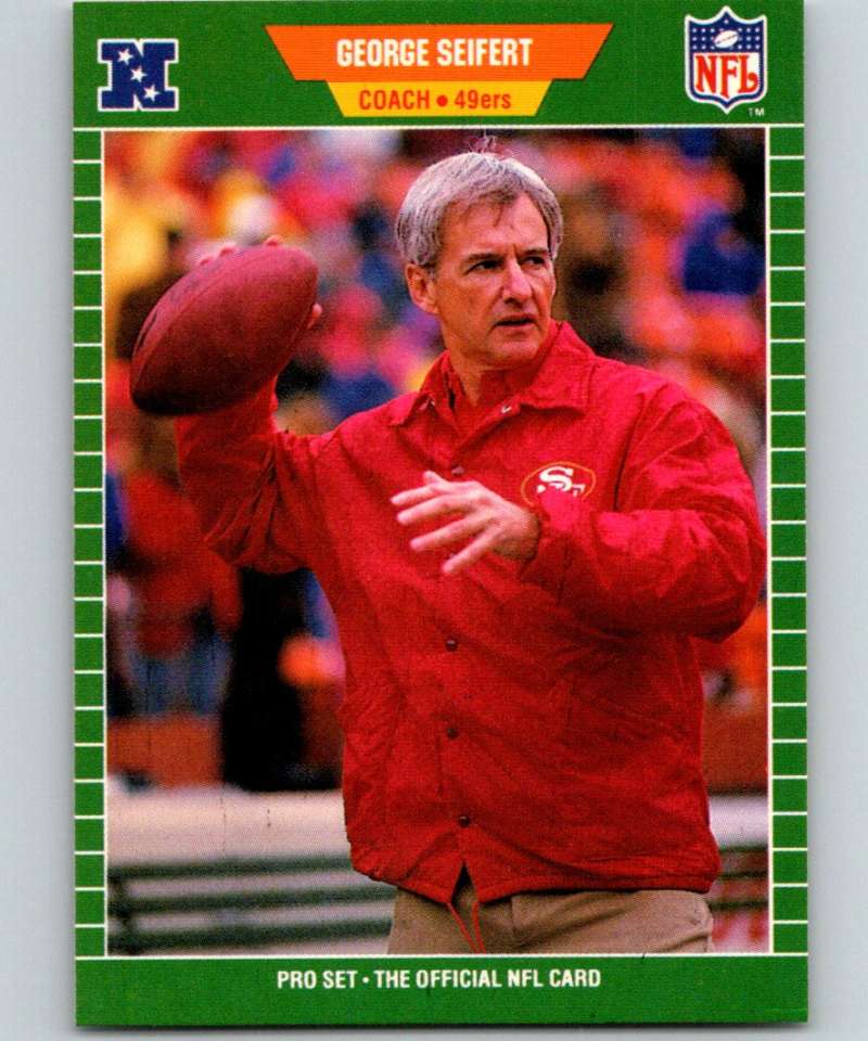 1989 Pro Set #389 George Seifert/ RC Rookie 49ers NFL Football Image 1