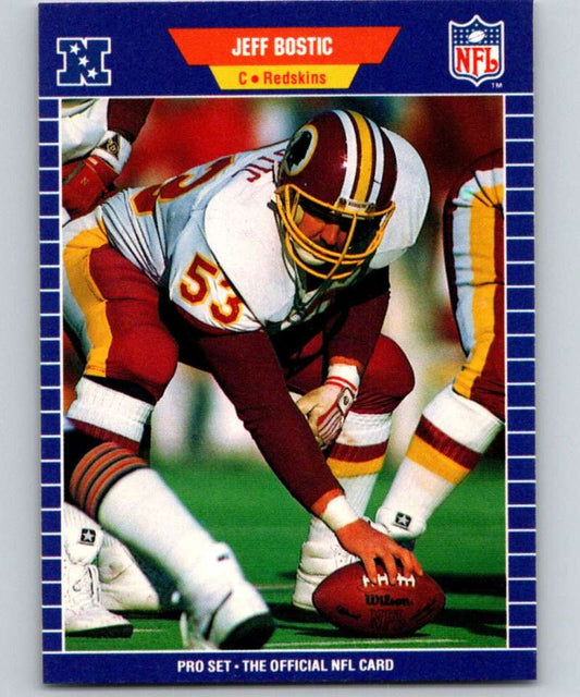 1989 Pro Set #422 Jeff Bostic Redskins NFL Football Image 1