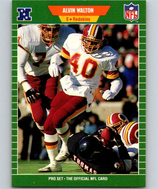 1989 Pro Set #436 Alvin Walton RC Rookie Redskins NFL Football Image 1