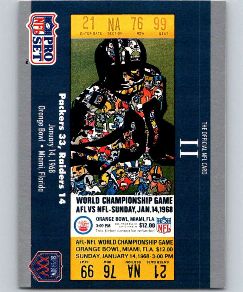 1990 Pro Set Super Bowl 160 #2 SB II Ticket NFL Football