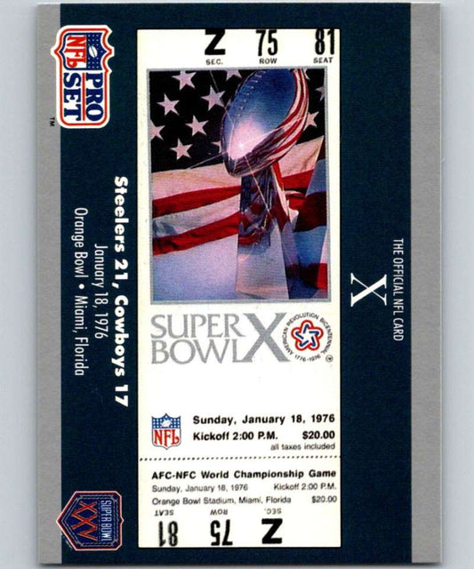 1990 Pro Set Super Bowl 160 #10 SB X Ticket NFL Football Image 1