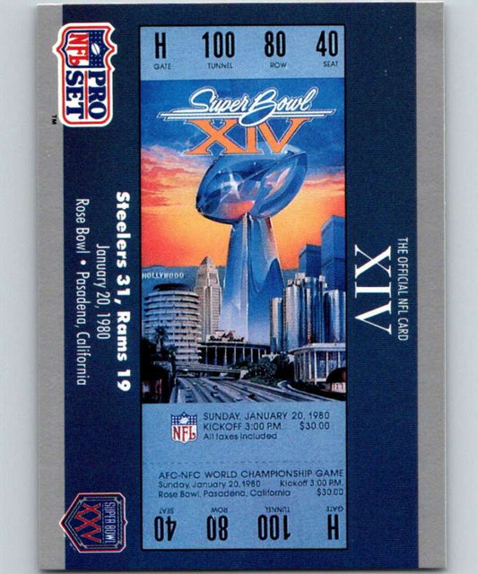 1990 Pro Set Super Bowl 160 #14 SB XIV Ticket NFL Football Image 1