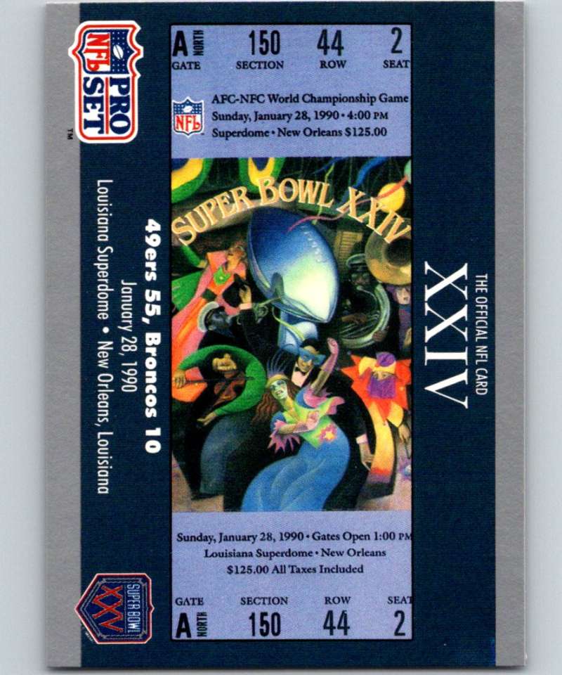 1990 Pro Set Super Bowl 160 #24 SB XXIV Ticket NFL Football