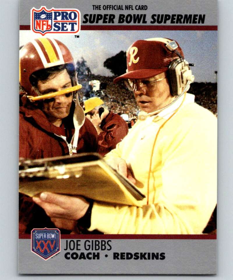 1990 Pro Set Super Bowl 160 #26 Joe Gibbs Redskins CO NFL Football
