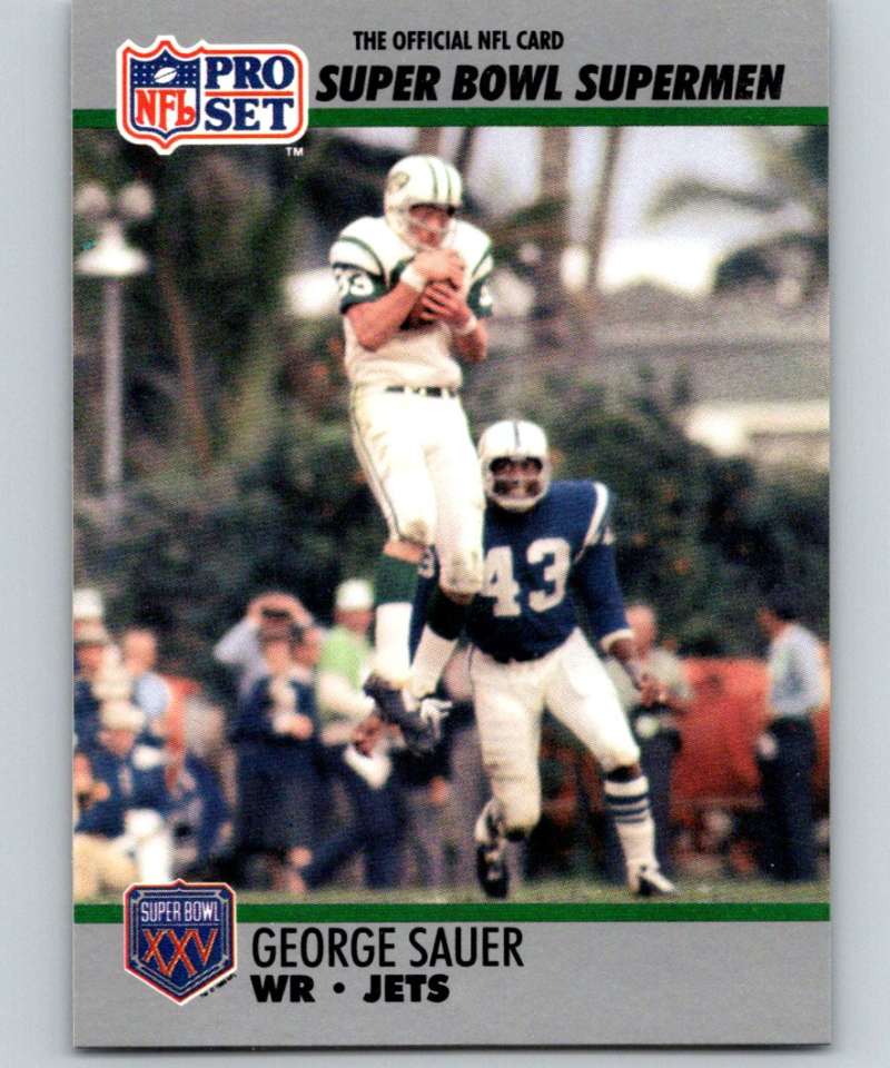 1990 Pro Set Super Bowl 160 #50 George Sauer Jr. NY Jets NFL Football Image 1