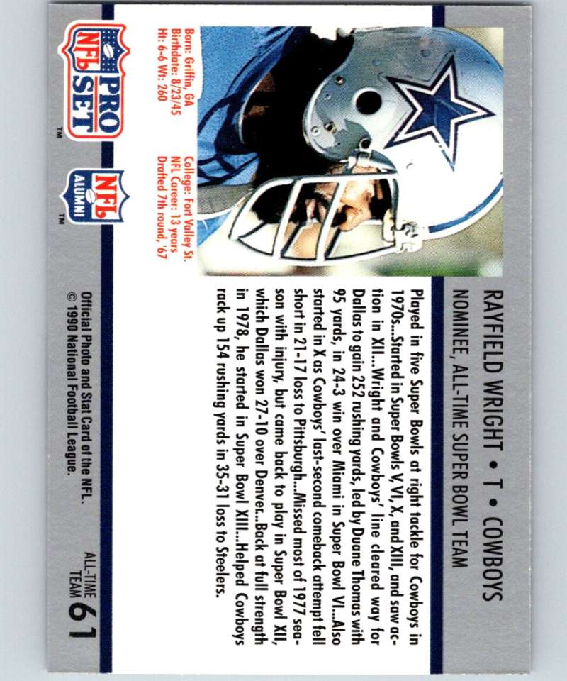 1990 Pro Set Super Bowl 160 #61 Rayfield Wright Cowboys NFL Football