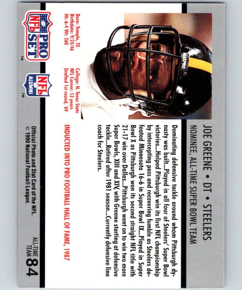 1990 Pro Set Super Bowl 160 #84 Joe Greene Steelers NFL Football