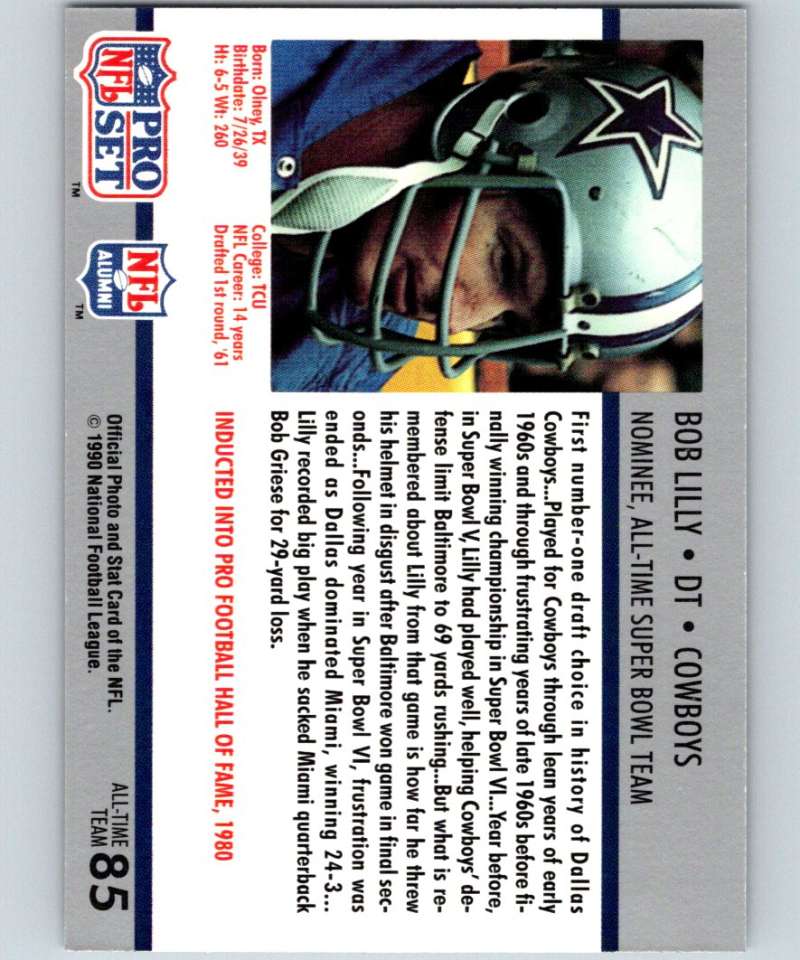 1990 Pro Set Super Bowl 160 #85 Bob Lilly Cowboys NFL Football