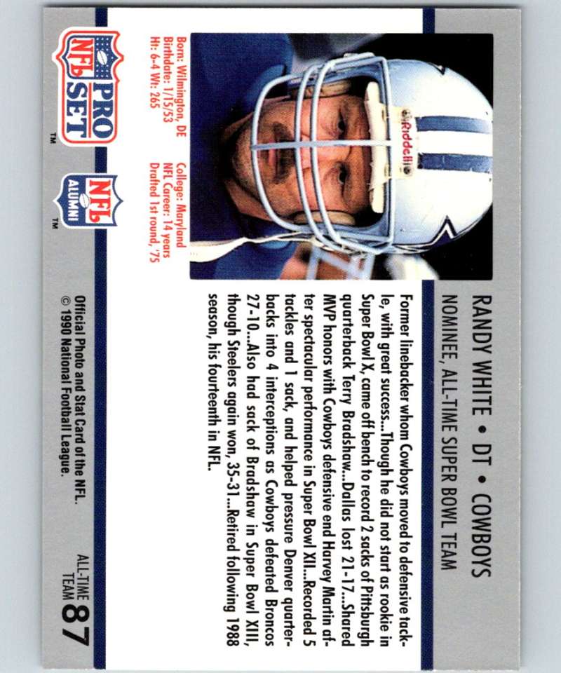 1990 Pro Set Super Bowl 160 #87 Randy White Cowboys NFL Football