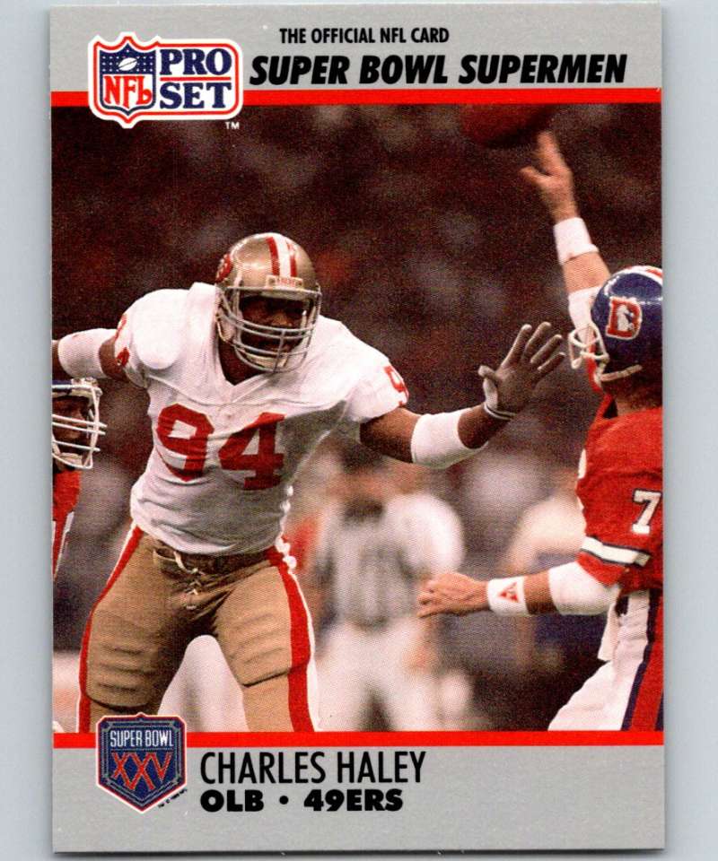 1990 Pro Set Super Bowl 160 #95 Charles Haley 49ers NFL Football Image 1