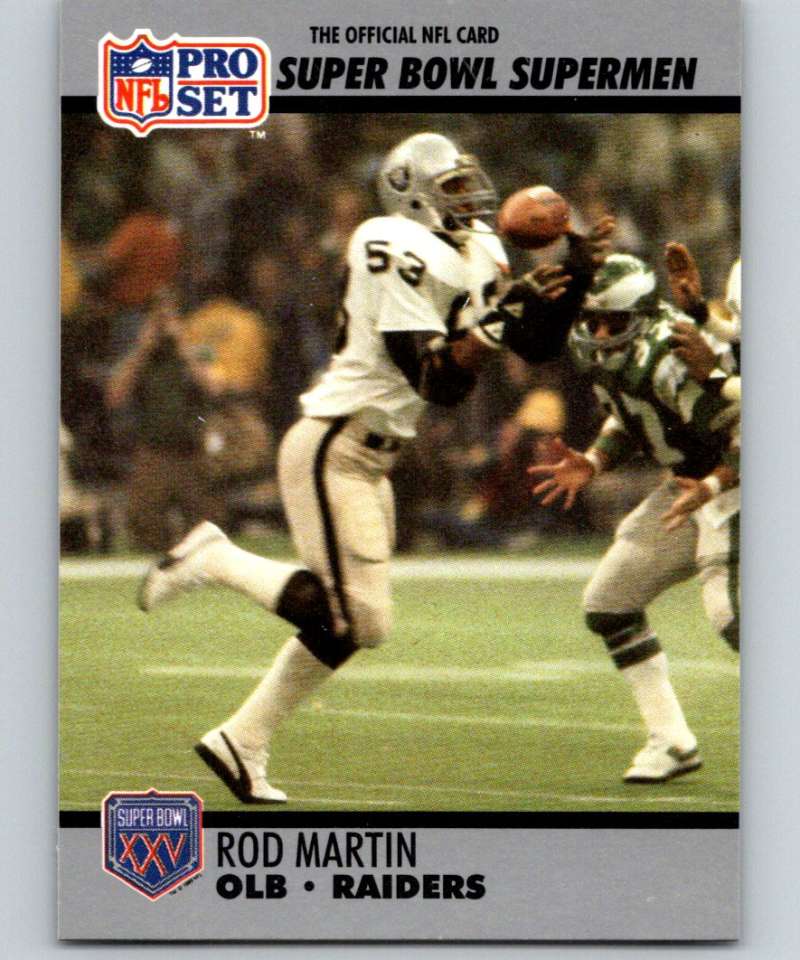 1990 Pro Set Super Bowl 160 #99 Rod Martin NFL Football Image 1