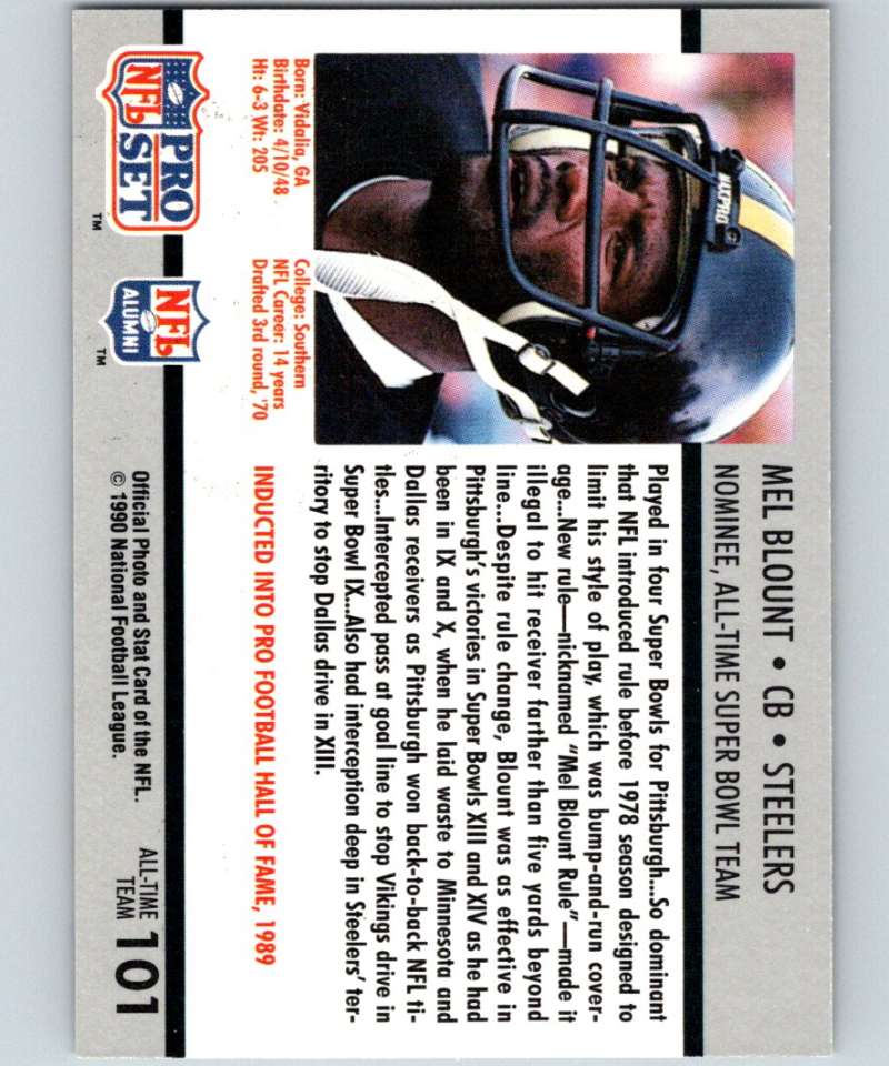 1990 Pro Set Super Bowl 160 #101 Mel Blount Steelers NFL Football