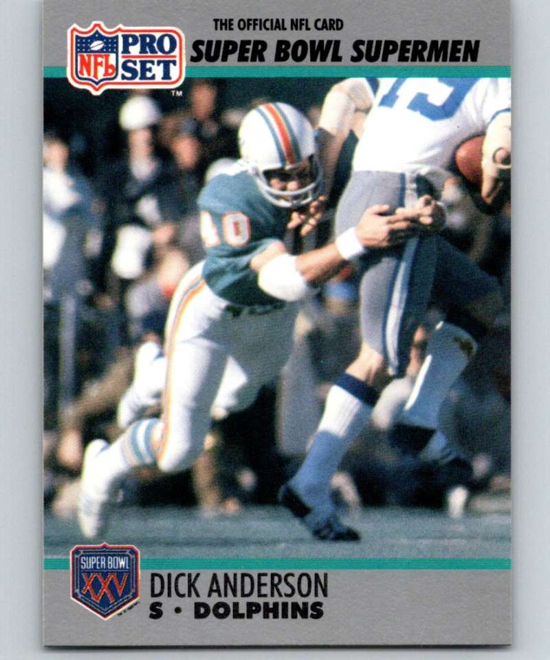 1990 Pro Set Super Bowl 160 #108 Dick Anderson Dolphins NFL Football Image 1