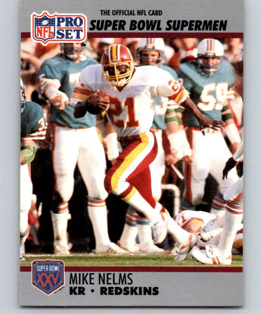1990 Pro Set Super Bowl 160 #127 Mike Nelms Redskins NFL Football Image 1