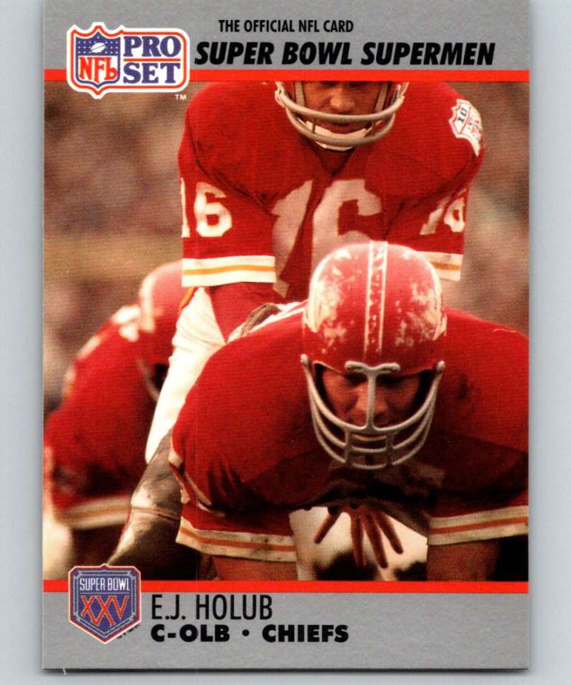 1990 Pro Set Super Bowl 160 #130 E.J. Holub Chiefs NFL Football Image 1