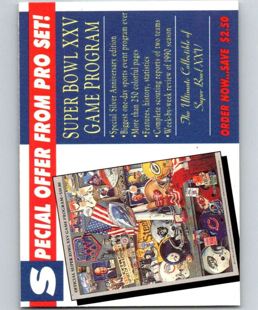 1990 Pro Set Super Bowl 160 #NNO Special Offer Card NFL Football