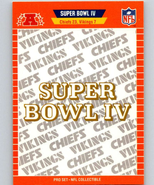 1989 Pro Set Super Bowl Logos #4 Super Bowl IV NFL Football Image 1