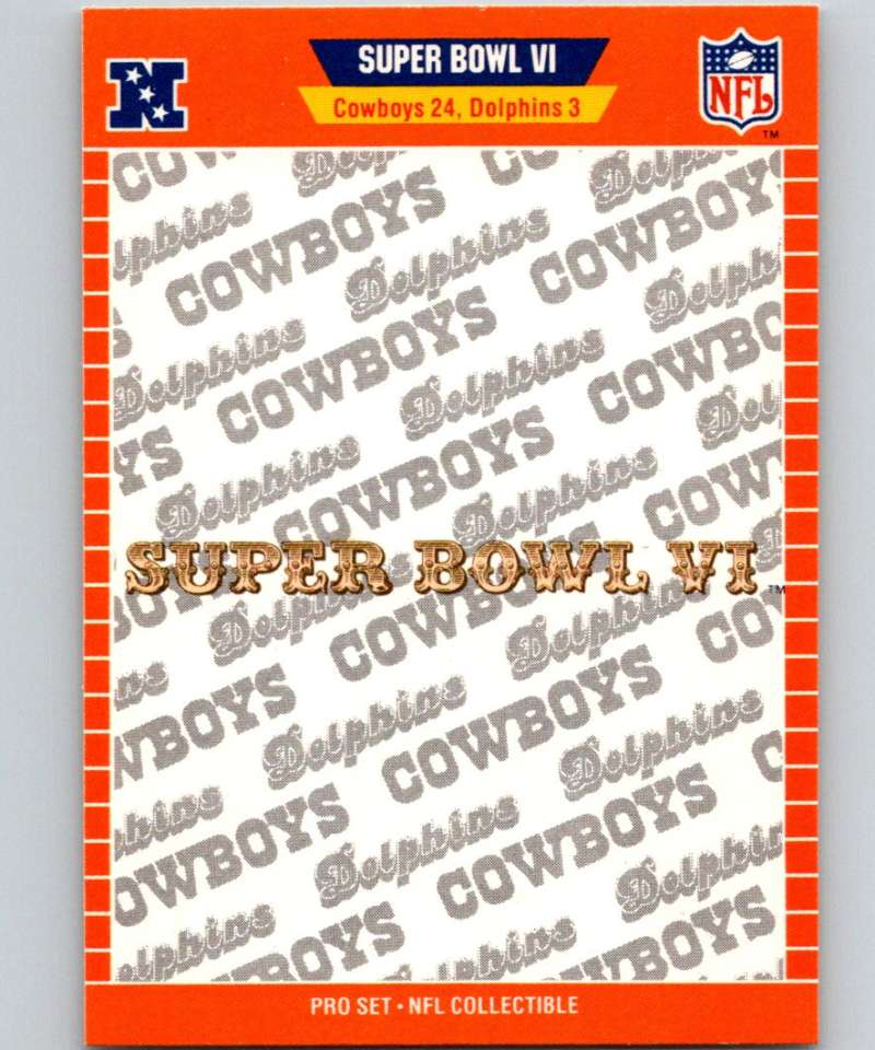 1989 Pro Set Super Bowl Logos #6 Super Bowl VI NFL Football Image 1