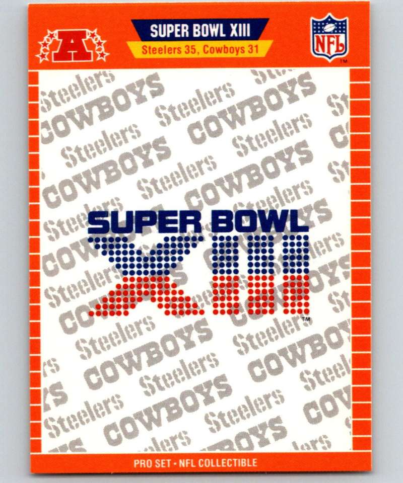 1989 Pro Set Super Bowl Logos #13 Super Bowl XIII NFL Football Image 1