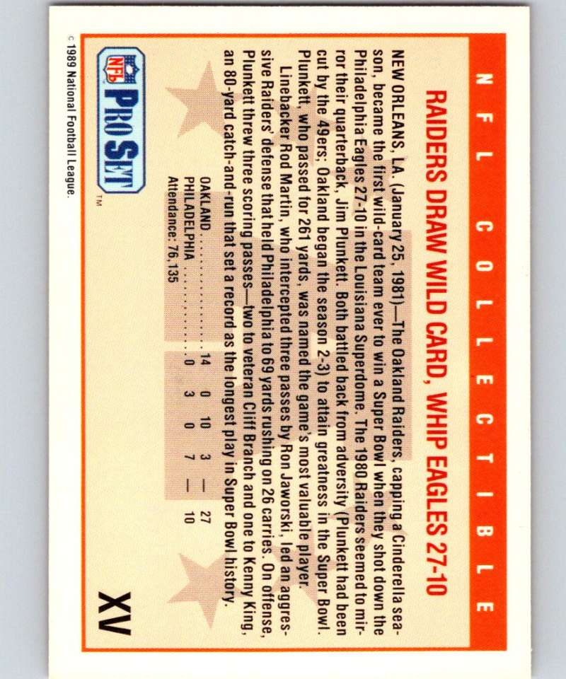 1989 Pro Set Super Bowl Logos #15 Super Bowl XV NFL Football Image 2