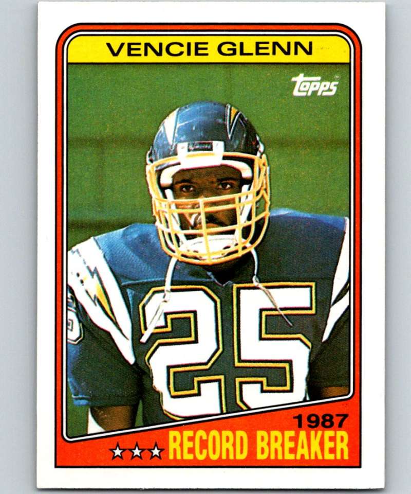 1988 Topps #2 Vencie Glenn Chargers RB NFL Football Image 1