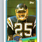 1988 Topps #214 Vencie Glenn RC Rookie Chargers NFL Football Image 1