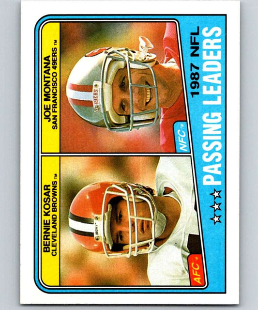 1988 Topps #215 Bernie Kosar/Joe Montana Passing Leaders NFL Football