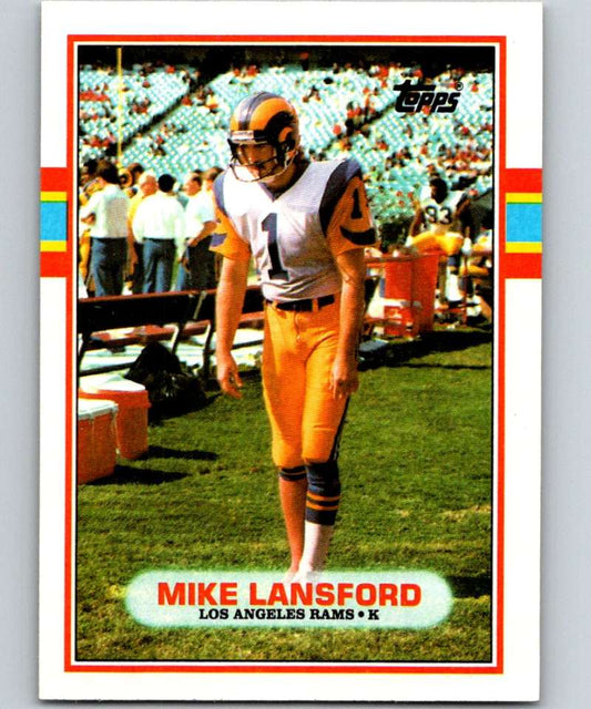 1989 Topps #128 Mike Lansford LA Rams NFL Football Image 1