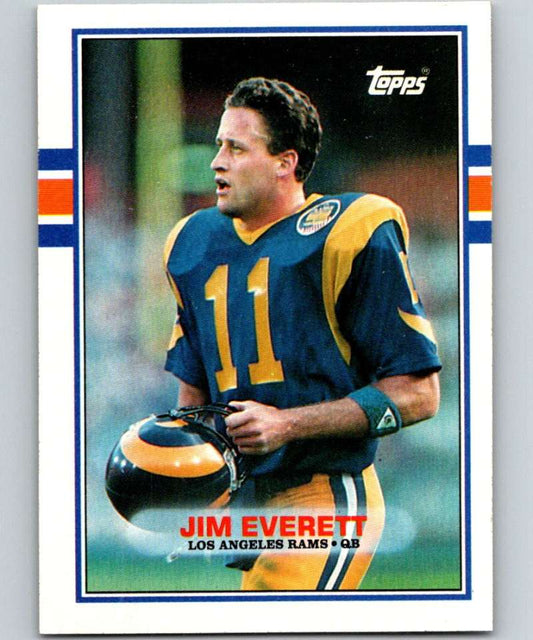 1989 Topps #129 Jim Everett LA Rams NFL Football Image 1